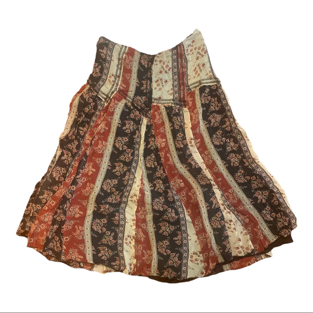 Vintage Y2K Nine West 100% Silk Peasant Midi Skirt